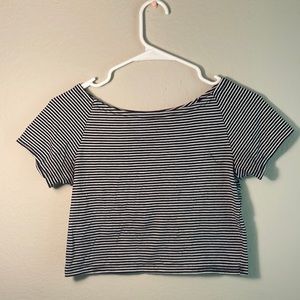 Forever 21 crop top, blue and white stripes